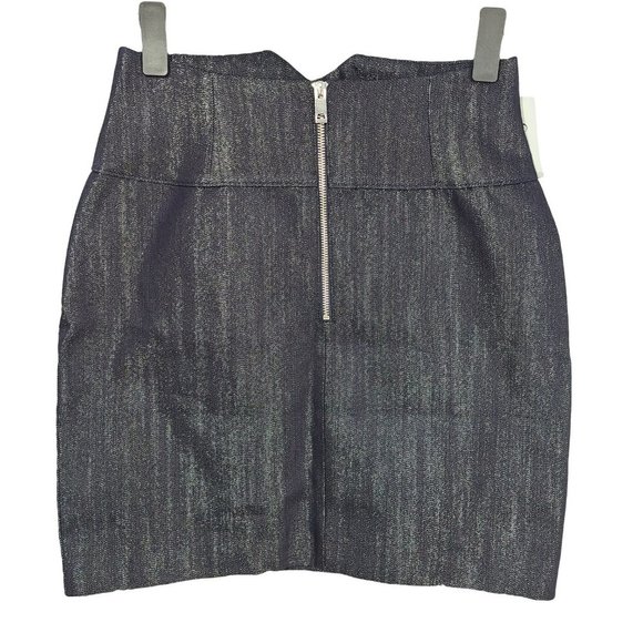 NWT TALULA ARITZIA Mini Skirt Shimmery Silver Indigo 8 - Picture 5 of 9